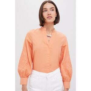 HYACINTH HOUSE Peach Embroidered Wisteria Blouse Size XXL NWT